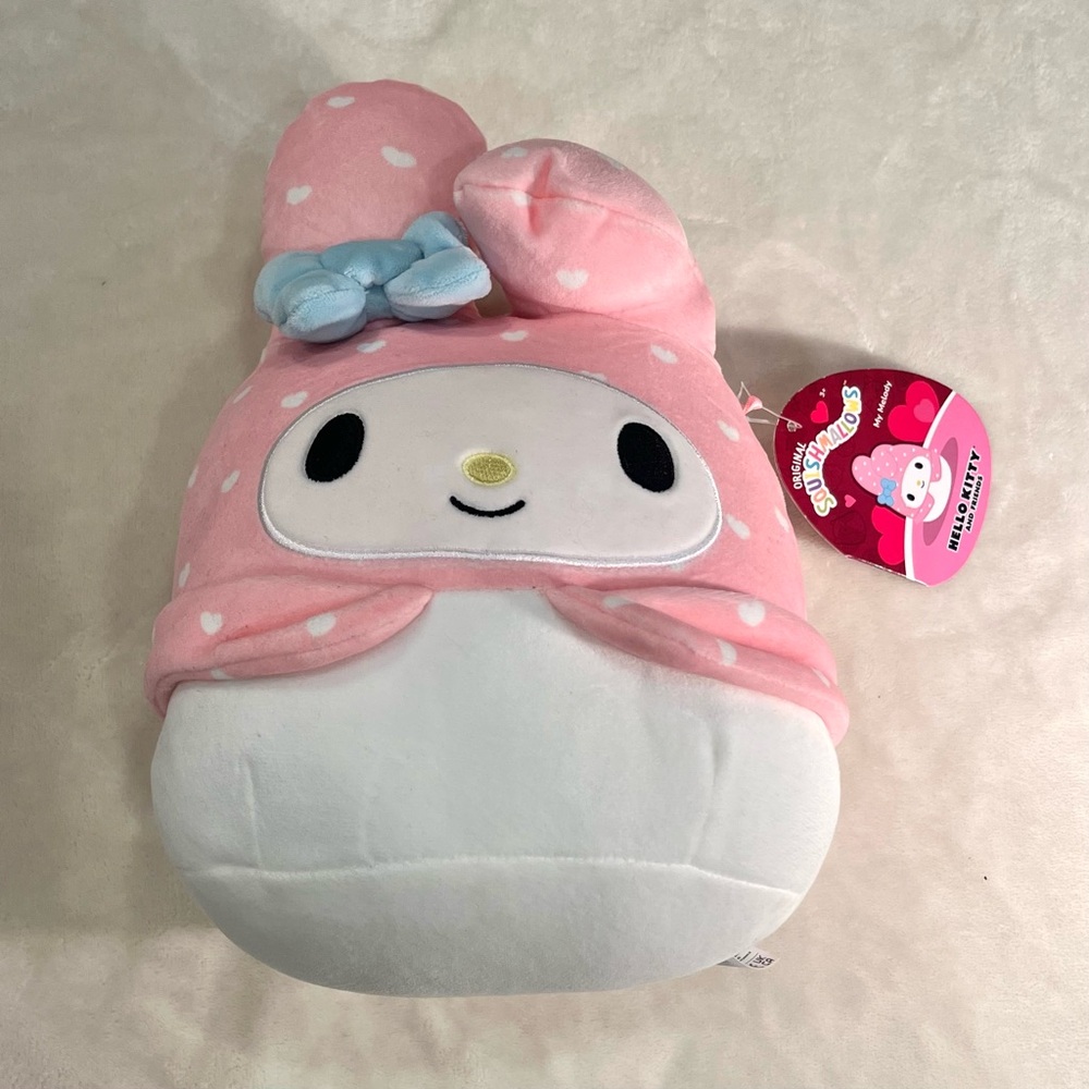 NWT Sanrio My Melody Squishmallow 8” Valentine’s Polka Dot Blue Bow